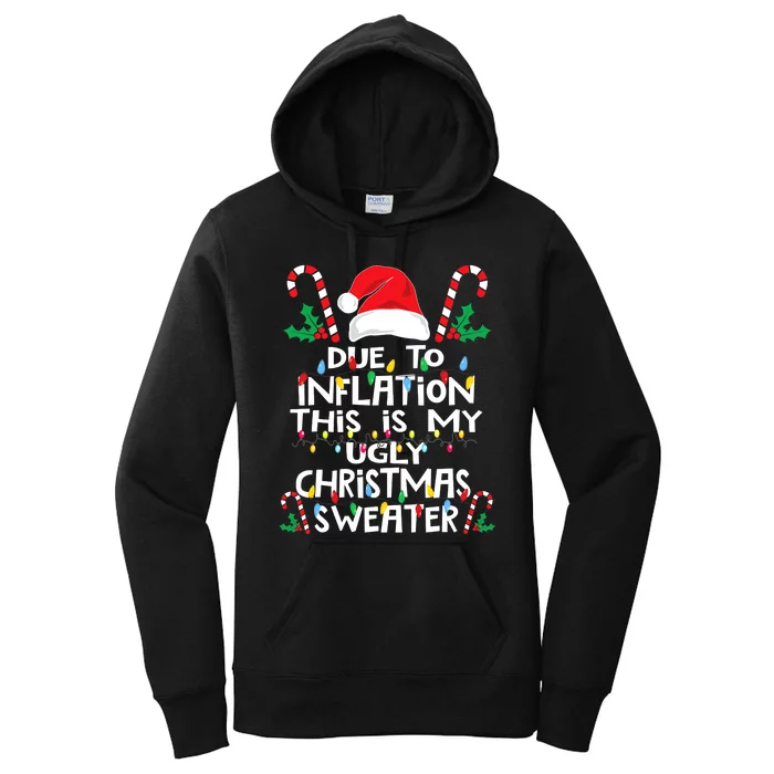 Funny Due to Inflation Ugly Christmas Sweaters Women's Pullover Hoodie