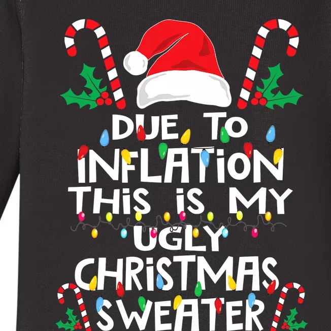 Funny Due to Inflation Ugly Christmas Sweaters Baby Long Sleeve Bodysuit