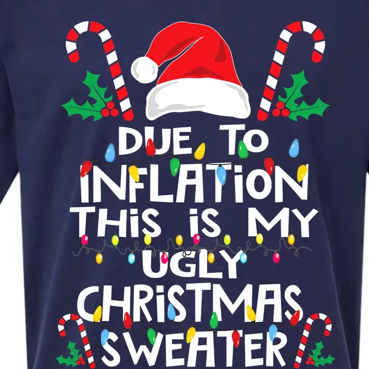 Funny Due to Inflation Ugly Christmas Sweaters Sueded Cloud Jersey T-Shirt