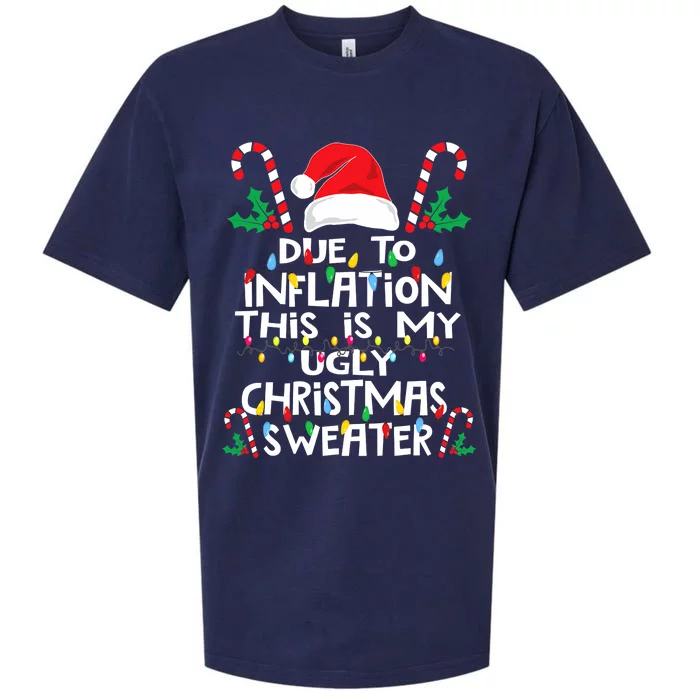 Funny Due to Inflation Ugly Christmas Sweaters Sueded Cloud Jersey T-Shirt