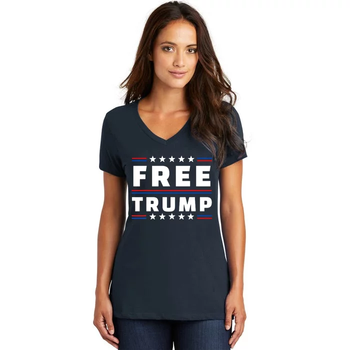 Free Donald Trump Republican Support Women's V-Neck T-Shirt