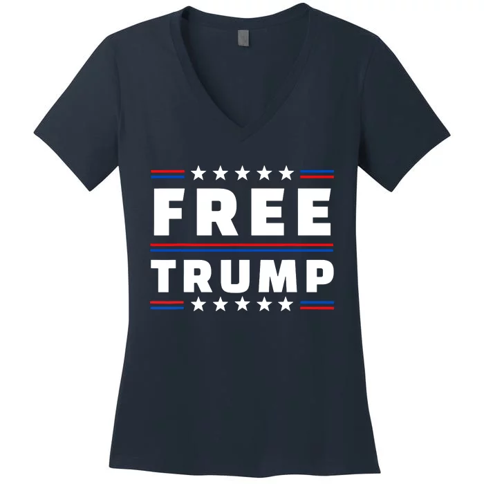 Free Donald Trump Republican Support Women's V-Neck T-Shirt