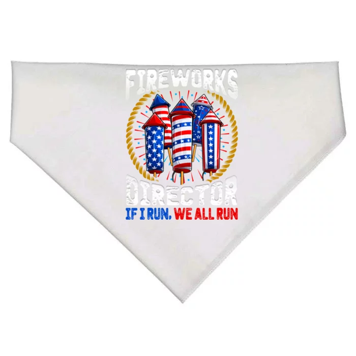 Firework Director Technician I Run You Run 4th Of July Gift USA-Made Doggie Bandana