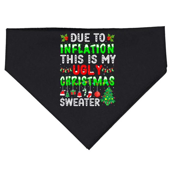 Funny Due To Inflation Ugly Christmas Sweaters Xmas Holiday USA-Made Doggie Bandana