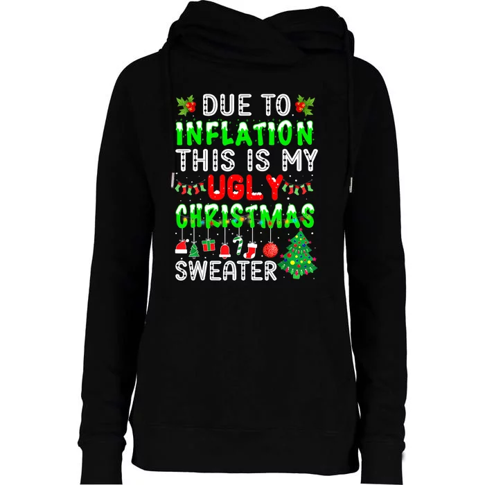 Funny Due To Inflation Ugly Christmas Sweaters Xmas Holiday Womens Funnel Neck Pullover Hood