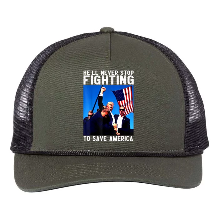 Funny Donald Trump HeLl Never Stop Fighting To Save America Gift Retro Rope Trucker Hat Cap