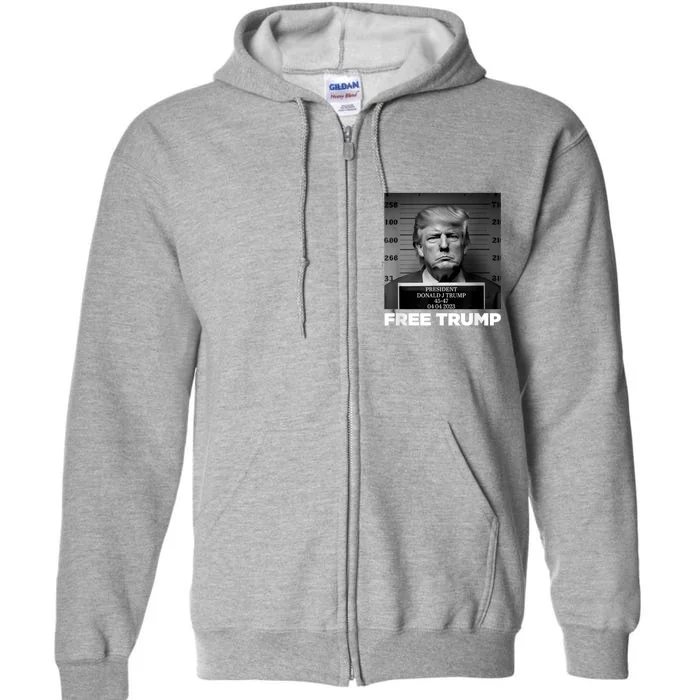 Free Donald Trump Mugshot Full Zip Hoodie