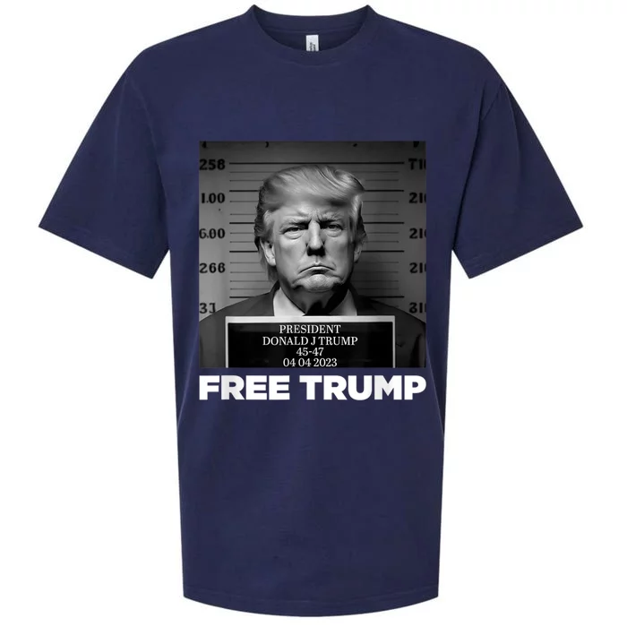 Free Donald Trump Mugshot Sueded Cloud Jersey T-Shirt