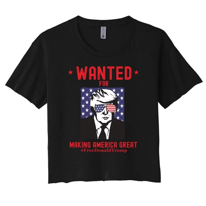 Free Donald Trump MAGA Conservative Republican Women's Crop Top Tee