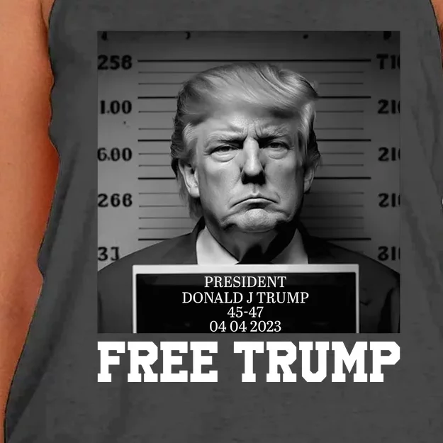 Free Donald Trump Mug Shot Women's Knotted Racerback Tank