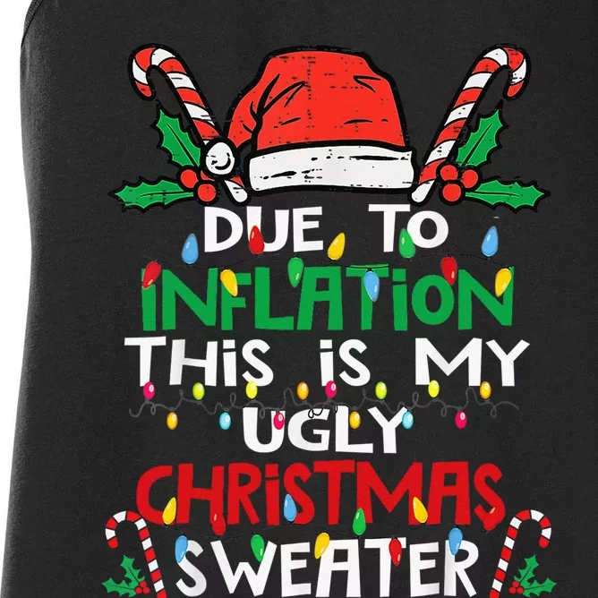 Funny Due to Inflation Ugly Christmas Sweaters Women's Racerback Tank