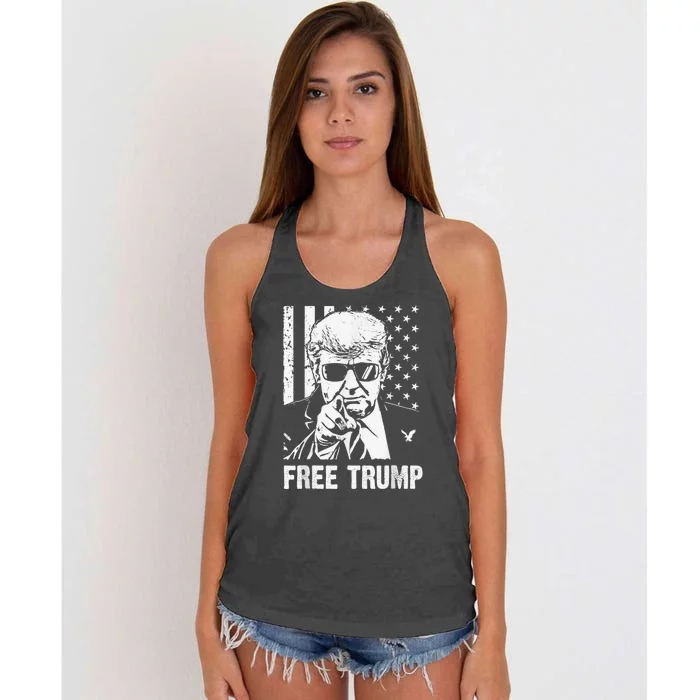 Free Donald Trump American Flag Women's Knotted Racerback Tank