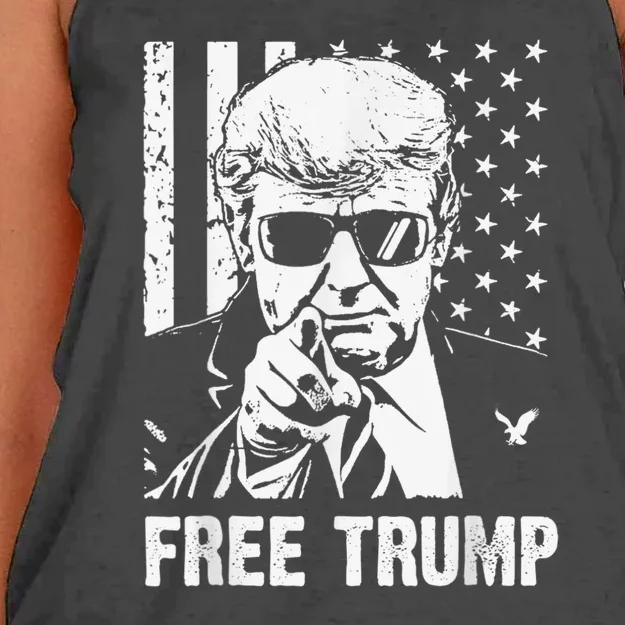 Free Donald Trump American Flag Women's Knotted Racerback Tank