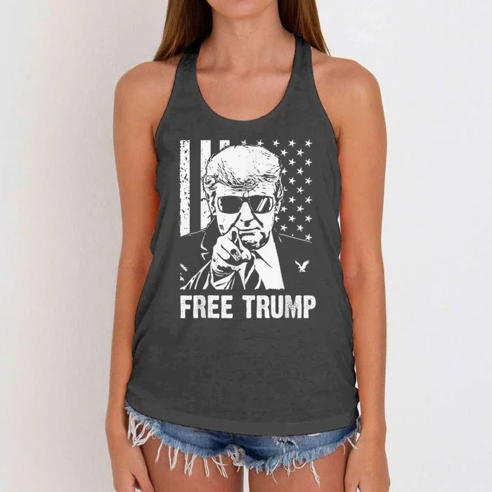 Free Donald Trump American Flag Women's Knotted Racerback Tank