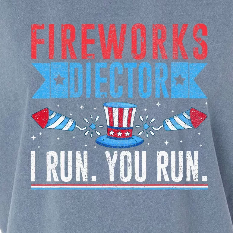 Firework Director Technician I Run You Run 4th Of July Garment-Dyed Women's Muscle Tee