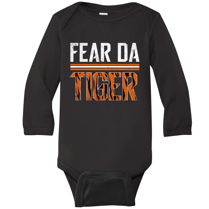 Fear Da Tiger Who Dey Cincinnati Cincy Fan Baby Long Sleeve Bodysuit