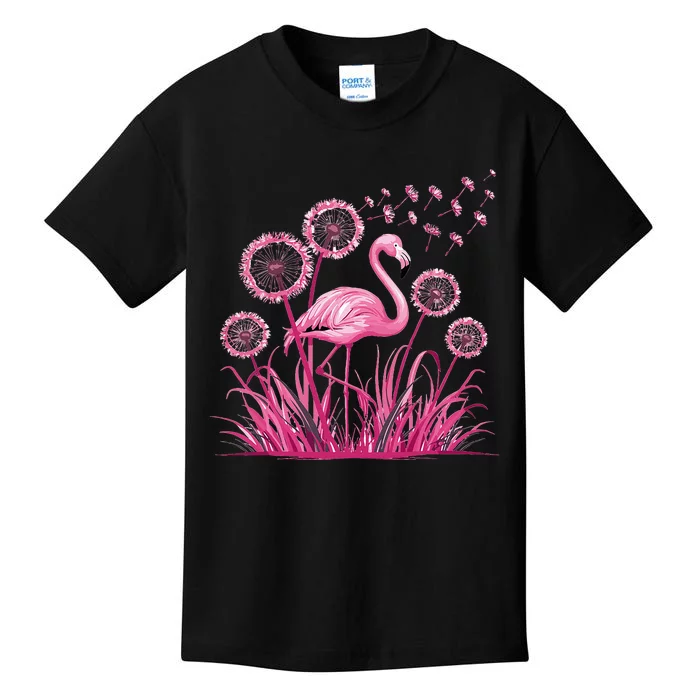 Flower Dandelion Tropical Bird Flamingo Kids T-Shirt