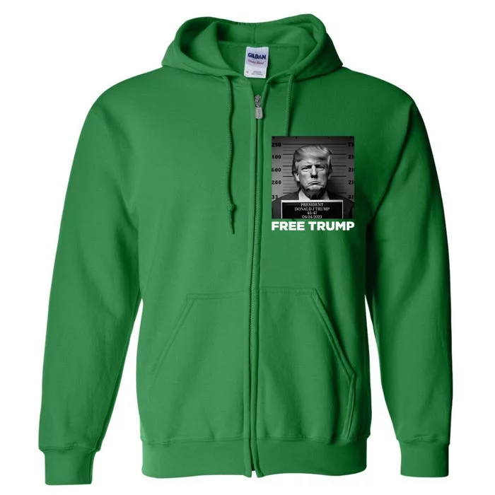 Free Donald Trump Mugshot Full Zip Hoodie