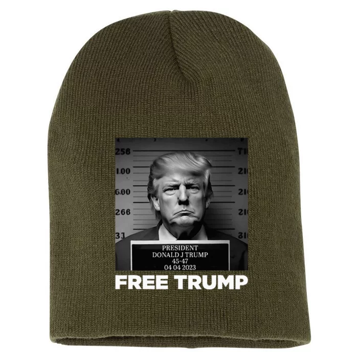 Free Donald Trump Mugshot Short Acrylic Beanie