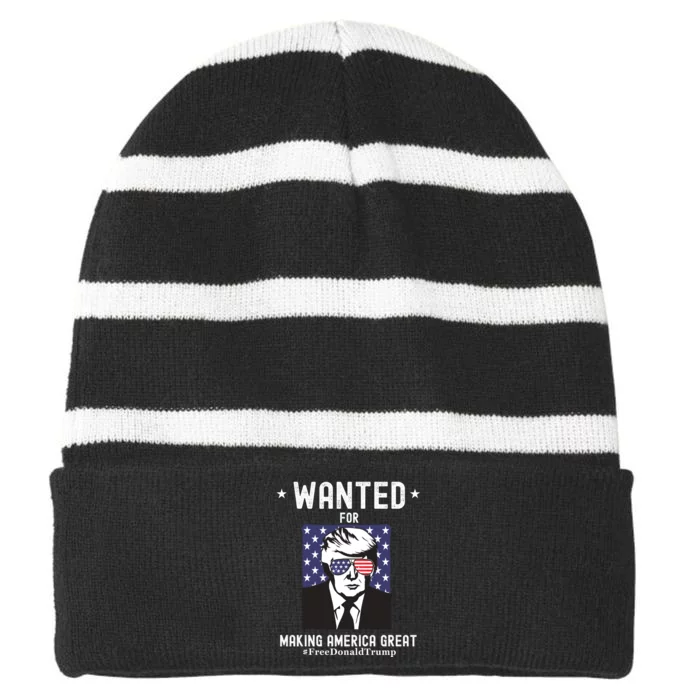 Free Donald Trump MAGA Conservative Republican Striped Beanie with Solid Band