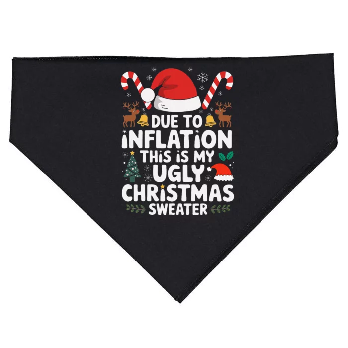 Funny Due To Inflation Ugly Christmas Sweaters USA-Made Doggie Bandana