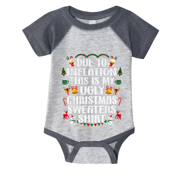 Funny Due To Inflation Ugly Christmas Sweaters Infant Baby Jersey Bodysuit