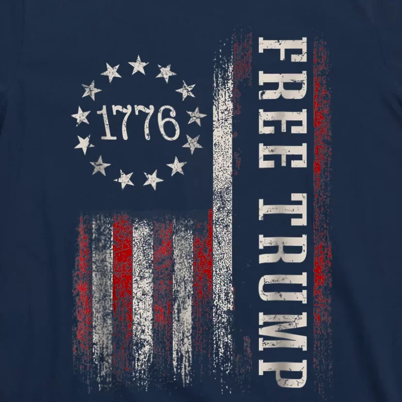 Free Donald Trump Republican Support Pro Trump American Flag T-Shirt