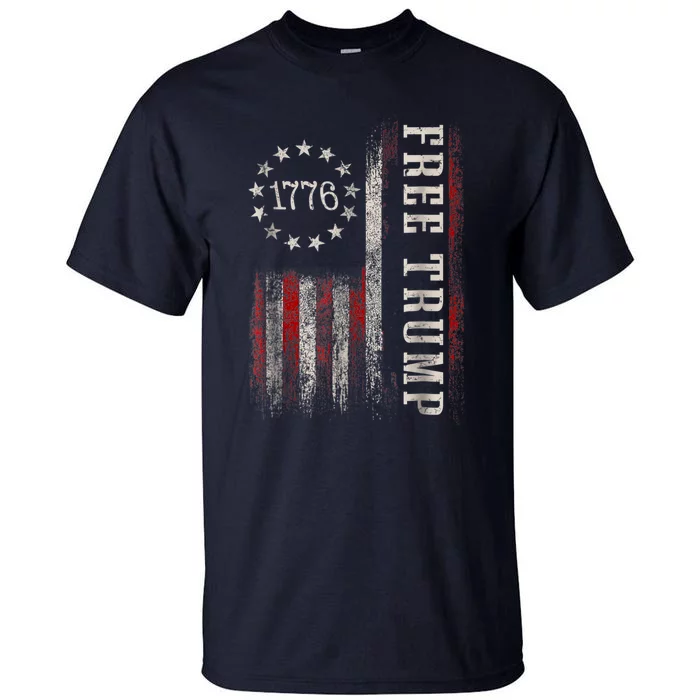 Free Donald Trump Republican Support Pro Trump American Flag Tall T-Shirt