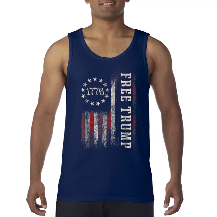 Free Donald Trump Republican Support Pro Trump American Flag Tank Top