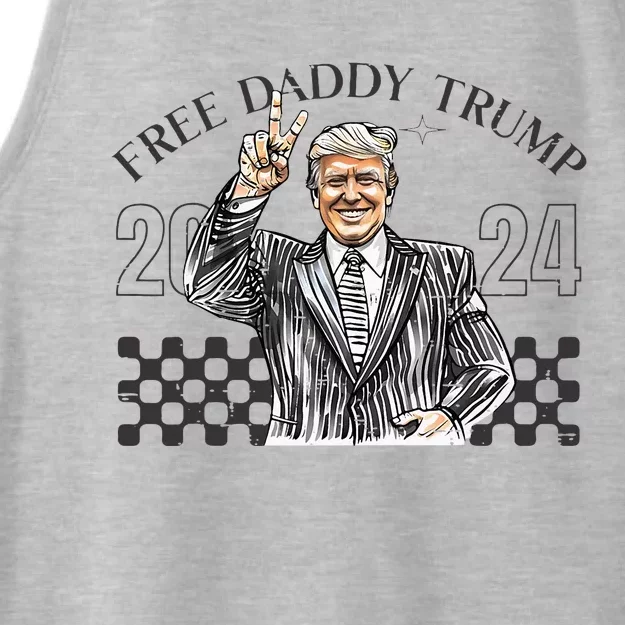 Free Daddy Trump 2024 Supporter Funny Trendy Ladies Tri-Blend Wicking Tank