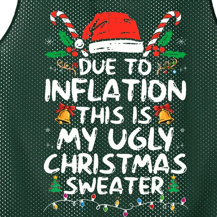 Funny Due to Inflation Ugly Christmas Sweaters Mesh Reversible Basketball Jersey Tank