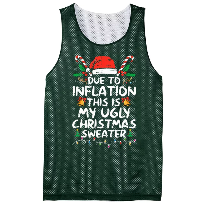 Funny Due to Inflation Ugly Christmas Sweaters Mesh Reversible Basketball Jersey Tank