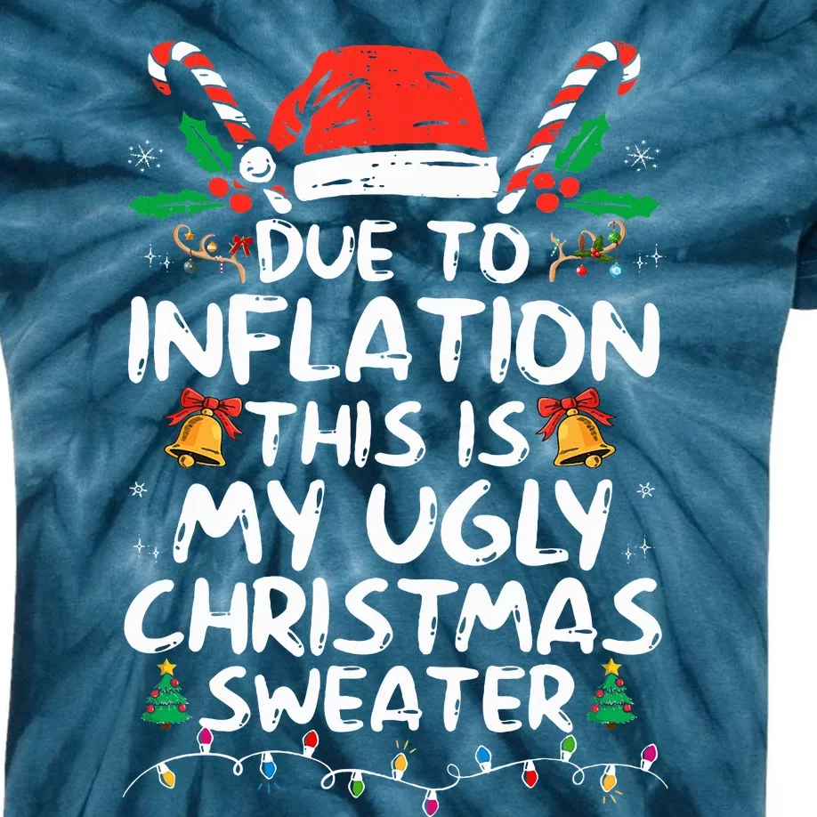 Funny Due to Inflation Ugly Christmas Sweaters Kids Tie-Dye T-Shirt