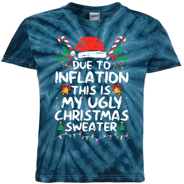 Funny Due to Inflation Ugly Christmas Sweaters Kids Tie-Dye T-Shirt