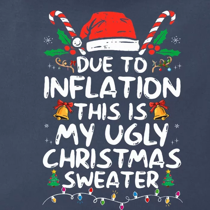 Funny Due to Inflation Ugly Christmas Sweaters Zip Tote Bag