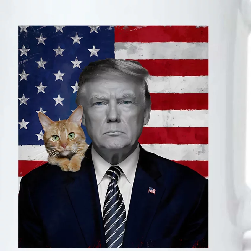 Funny Donald Trump And Cat Political Usa Flag Election 2024 Black Color Changing Mug