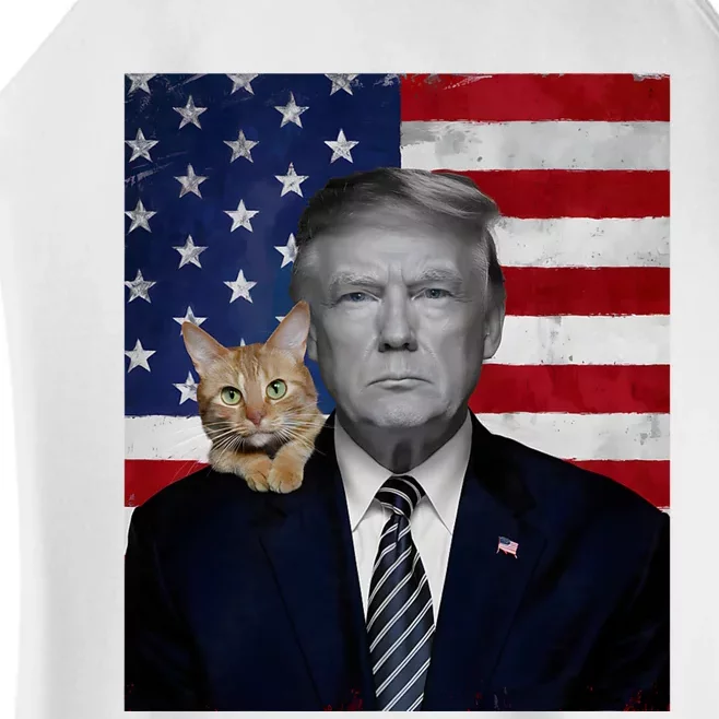 Funny Donald Trump And Cat Political Usa Flag Election 2024 Women’s Perfect Tri Rocker Tank