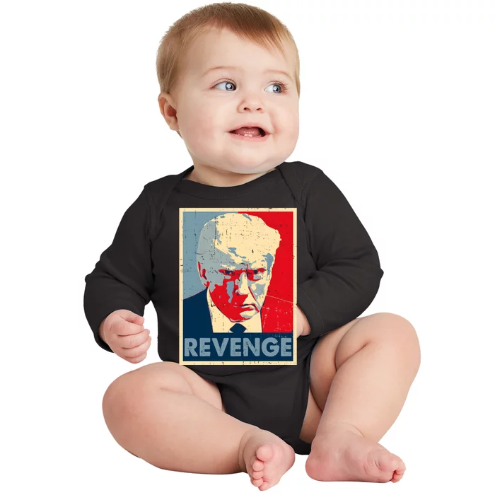 Free Donald Trump Mug Shot Republican Revenge MAGA 2024 Baby Long Sleeve Bodysuit