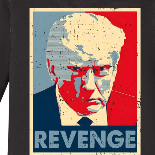 Free Donald Trump Mug Shot Republican Revenge MAGA 2024 Baby Long Sleeve Bodysuit