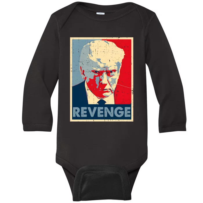 Free Donald Trump Mug Shot Republican Revenge MAGA 2024 Baby Long Sleeve Bodysuit