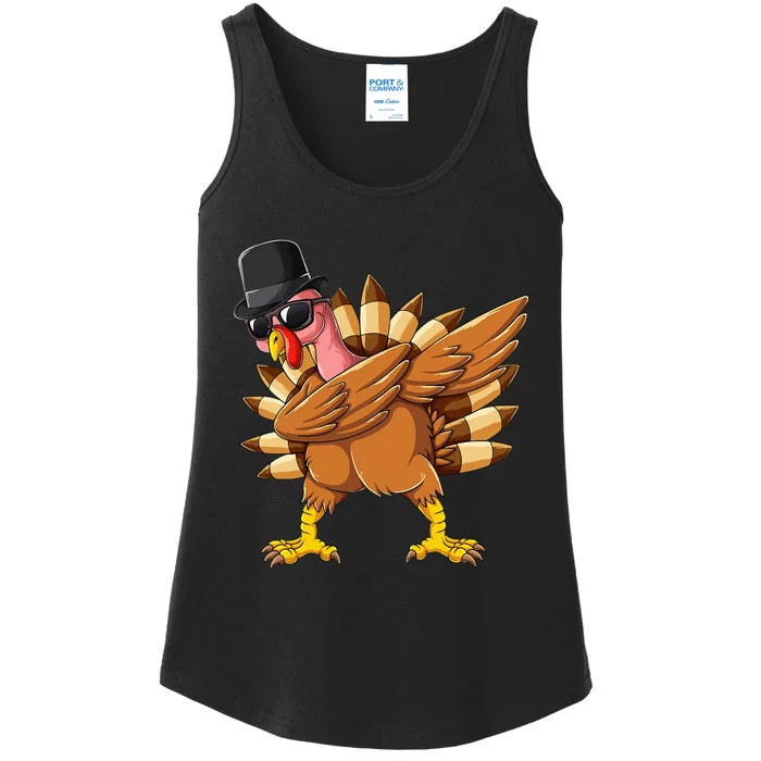 Funny Dabbing Turkey Hat Thanksgiving Gift Ladies Essential Tank