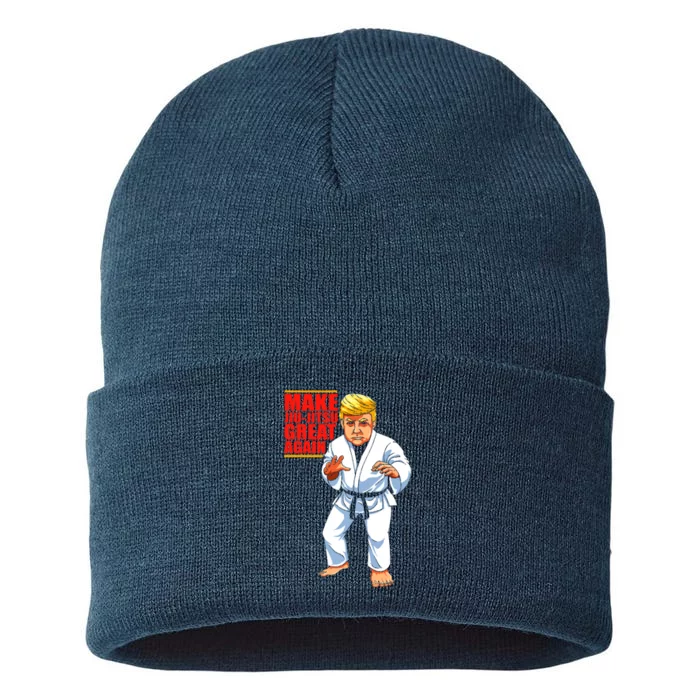 Funny Donald Trump Republican JiuJitsu And BJJ Gift Sustainable Knit Beanie