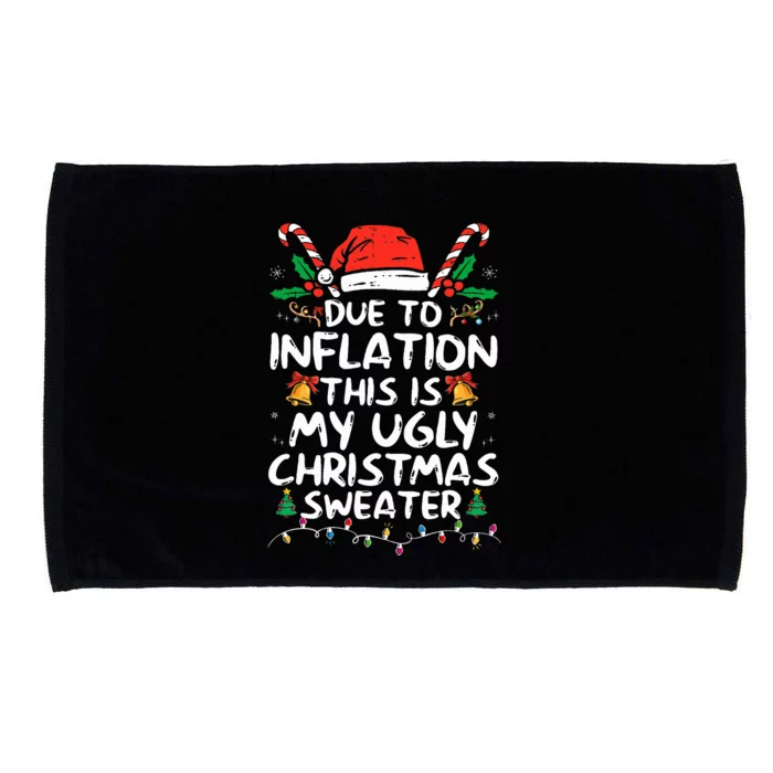 Funny Due to Inflation Ugly Christmas Sweaters Microfiber Hand Towel