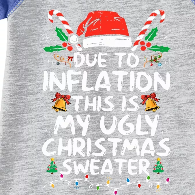 Funny Due to Inflation Ugly Christmas Sweaters Infant Baby Jersey Bodysuit