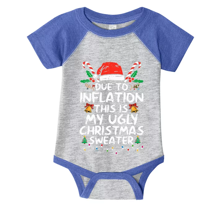 Funny Due to Inflation Ugly Christmas Sweaters Infant Baby Jersey Bodysuit