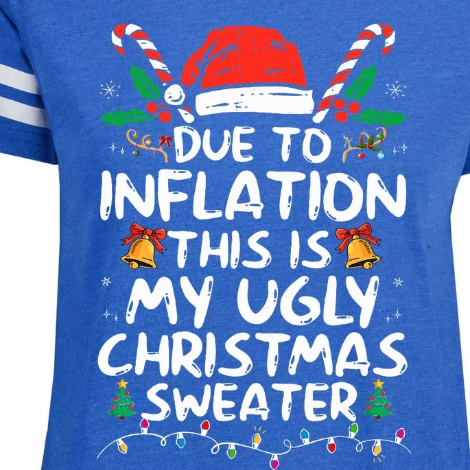 Funny Due to Inflation Ugly Christmas Sweaters Enza Ladies Jersey Football T-Shirt