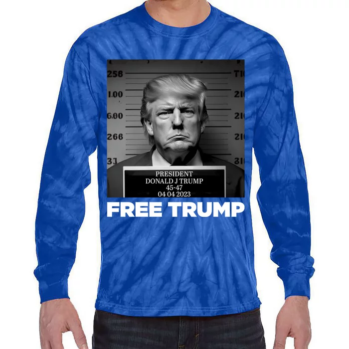 Free Donald Trump Mugshot Gift Tie-Dye Long Sleeve Shirt