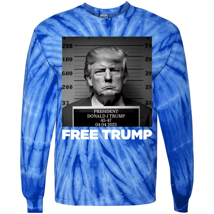 Free Donald Trump Mugshot Gift Tie-Dye Long Sleeve Shirt