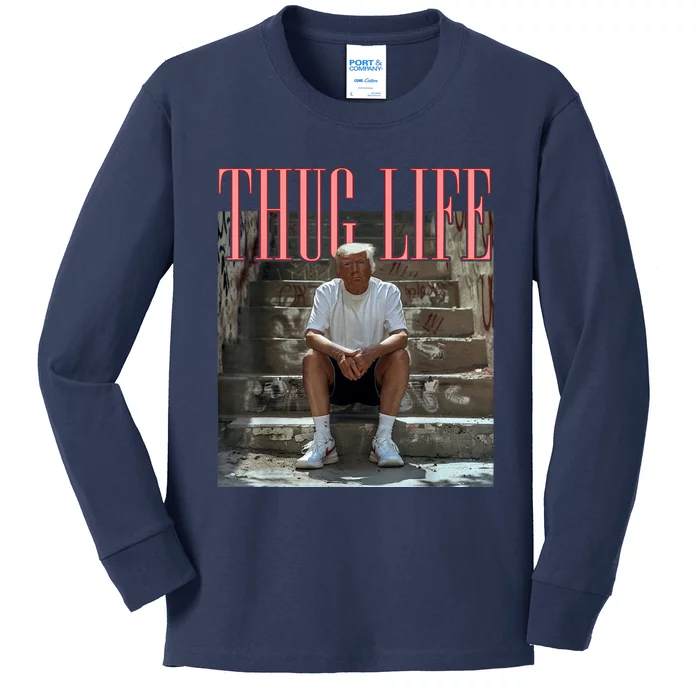 Funny Donald Trump Thug Life Kids Long Sleeve Shirt