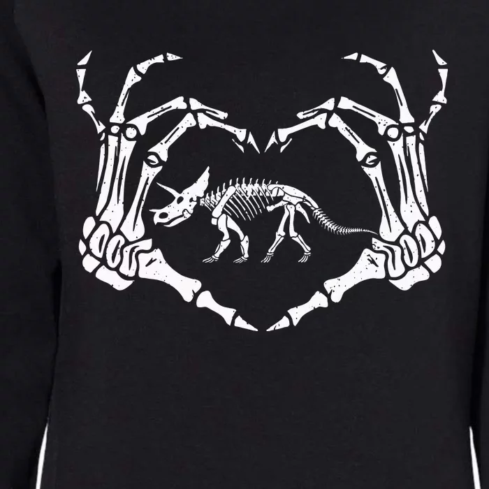 Funny Dinosaur Triceratops Skeleton Hand Heart Halloween Womens California Wash Sweatshirt